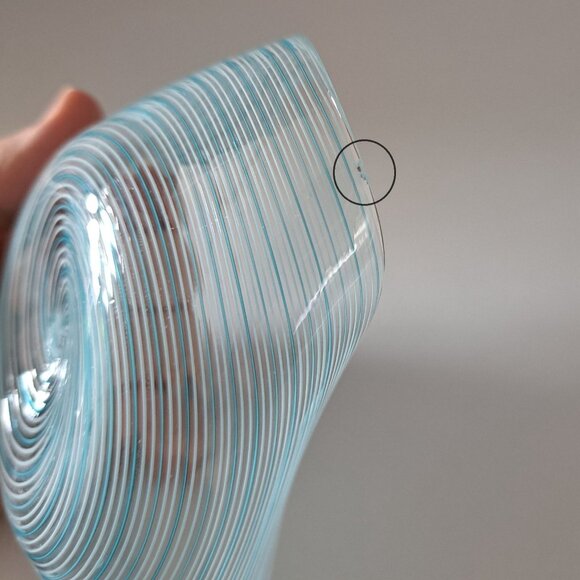 Murano Glass Spiral Design Pin Dish Blue Clear Glass Home Decor - Picture 5 of 14